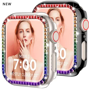 Diamond Cover Za Apple watch Primeru, 45mm 41mm 44 mm 40 mm 42mm 38 mm Odbijača Screen Protector iWatch serije 8 7 JV 6 8 5 4 3 2 ženske